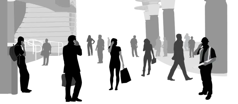 Easy On Hold | Blog - Depiction of phone caller experiences using silhouoettes of people on phones