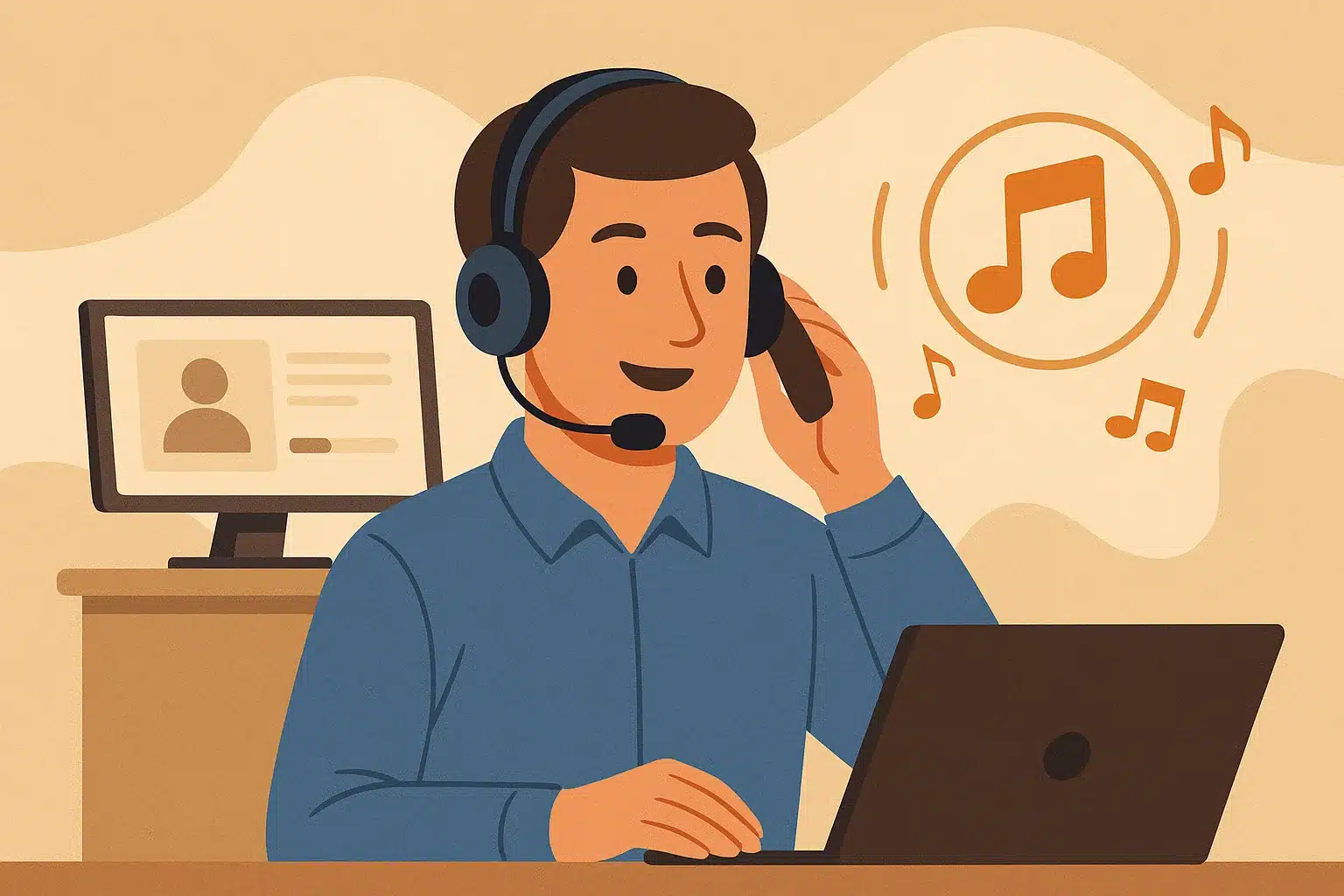 A customer finds himself having a much better, more pleasant waiting experience thanks to excellent call center hold music.