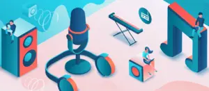 Easy On Hold | Blog - Modern illustration showcasing streaming business music in retail spaces and how it can affect customers, employees, and even sales.