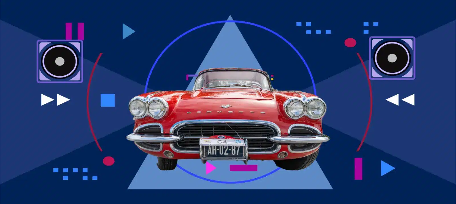 Red Corvette and Music icons for on-hold song
