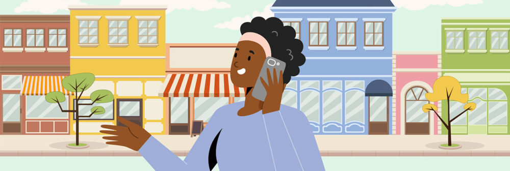 Easy On Hold | Blog - illustration of woman phoning a local business